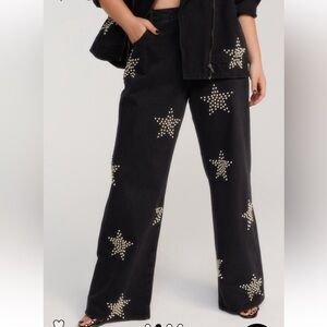 NWT Nasty Gal Plus Star Studded Straight Leg Jeans